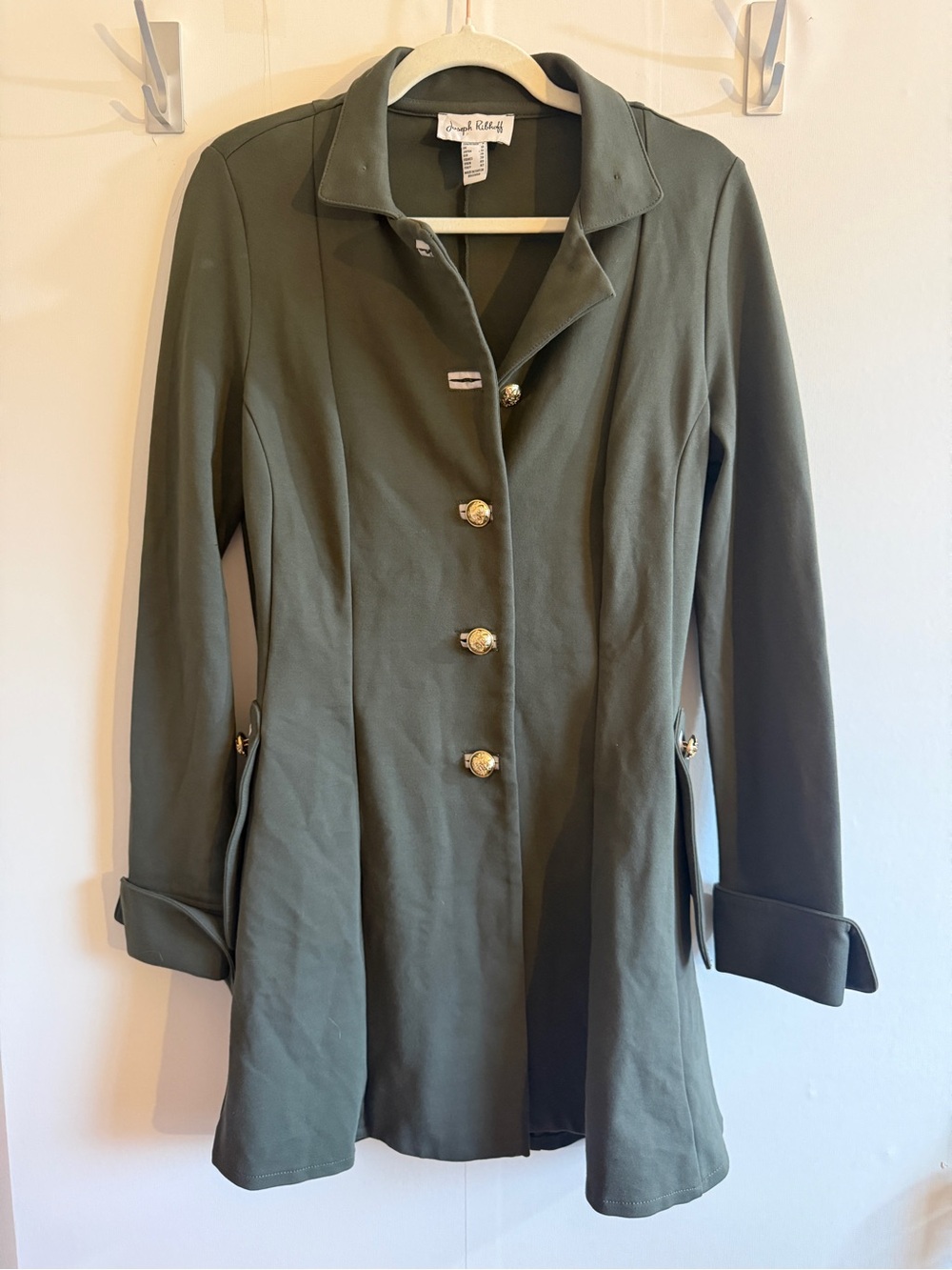 Joseph Ribkoff Olive Military Blazer Jacket Gold Crest Buttons Size 8